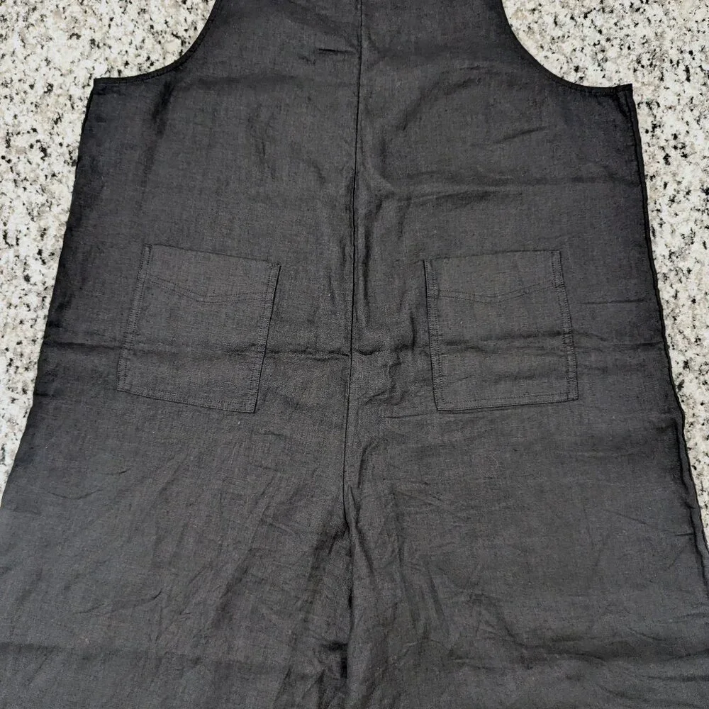 THE WHITE COMPANY 100% Linen Overalls 10 Dungarees Jumpsuit Black Loose Oversize - Picture 5 of 9